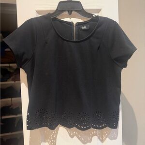 Dotti Black Crop Top with Eyelet Detail